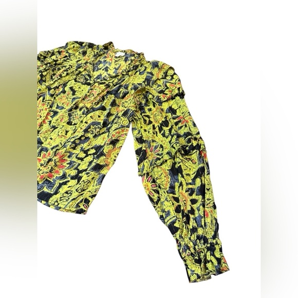 Jennifer & Grace Floral Printed Blouse Yoked Pintucked Tie Detail Size Medium - Picture 4 of 9